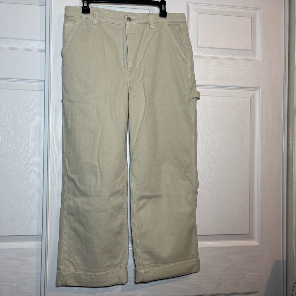 ARITZIA TNA Greenwich High-waisted carpenter twill pants Gd Birch Color size 12